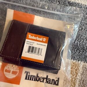 Timberland Black and Brown Trifold Wallet